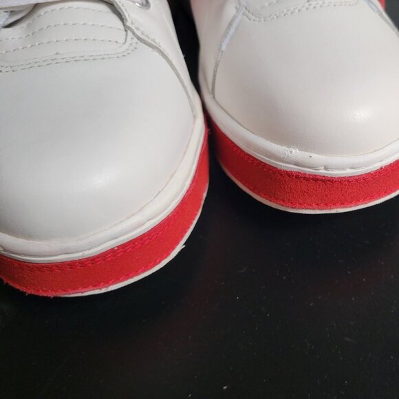 NEW Brett Johnson Soft LEATHER Low Top Sneaker Shoes Men's Sz 10 Cream :Red Rare - Picture 4 of 12